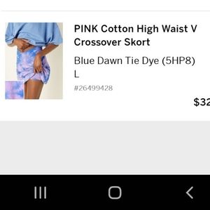 🆕️Vs Pink Blue Dawn Tie-dye Cotton High-waist V crossover Skort Sz Large